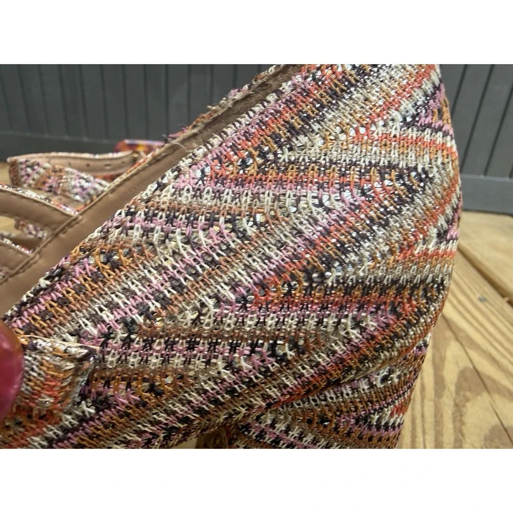 Sam Edelman Circus Mauve/Amber Chevron Print Platform Mary Jane Heels sz 7M